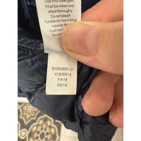 Athleta Banner Peak Goose Down Jacket Navy Blue  Water Resistant small - Picture 11 of 11
